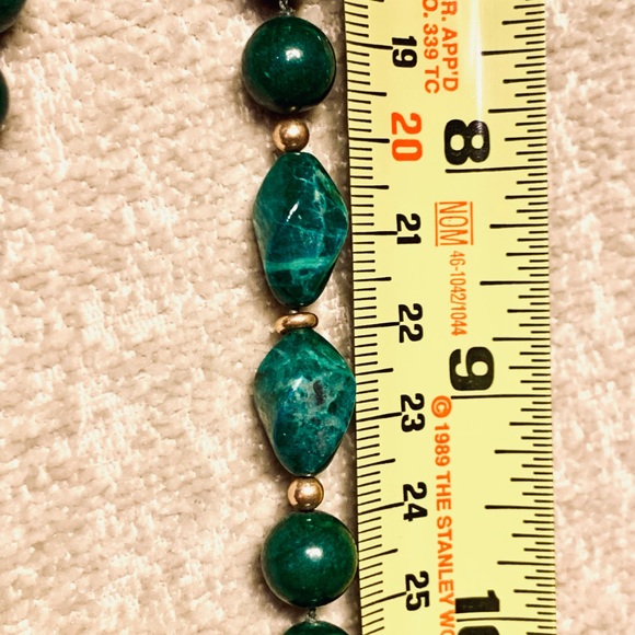 Genuine Malachite Necklace with Gold Spacers - Picture 7 of 9